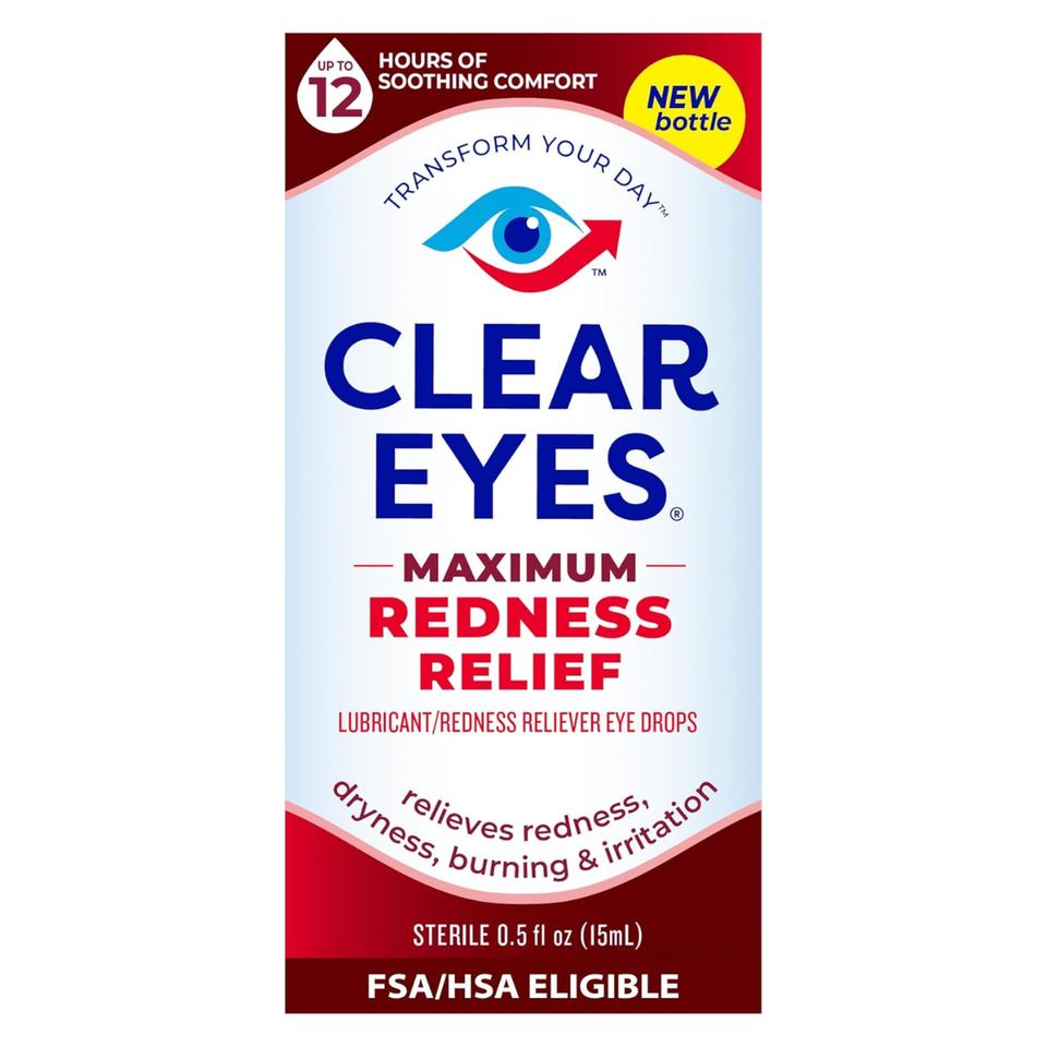 Clear Eyes Maximum Redness Relief Eye Drops – 12 Hours Comfort - 15mL