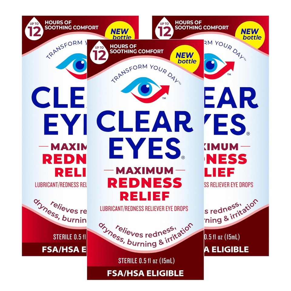 Clear Eyes Maximum Redness Relief Eye Drops – 12 Hours Comfort - 15mL