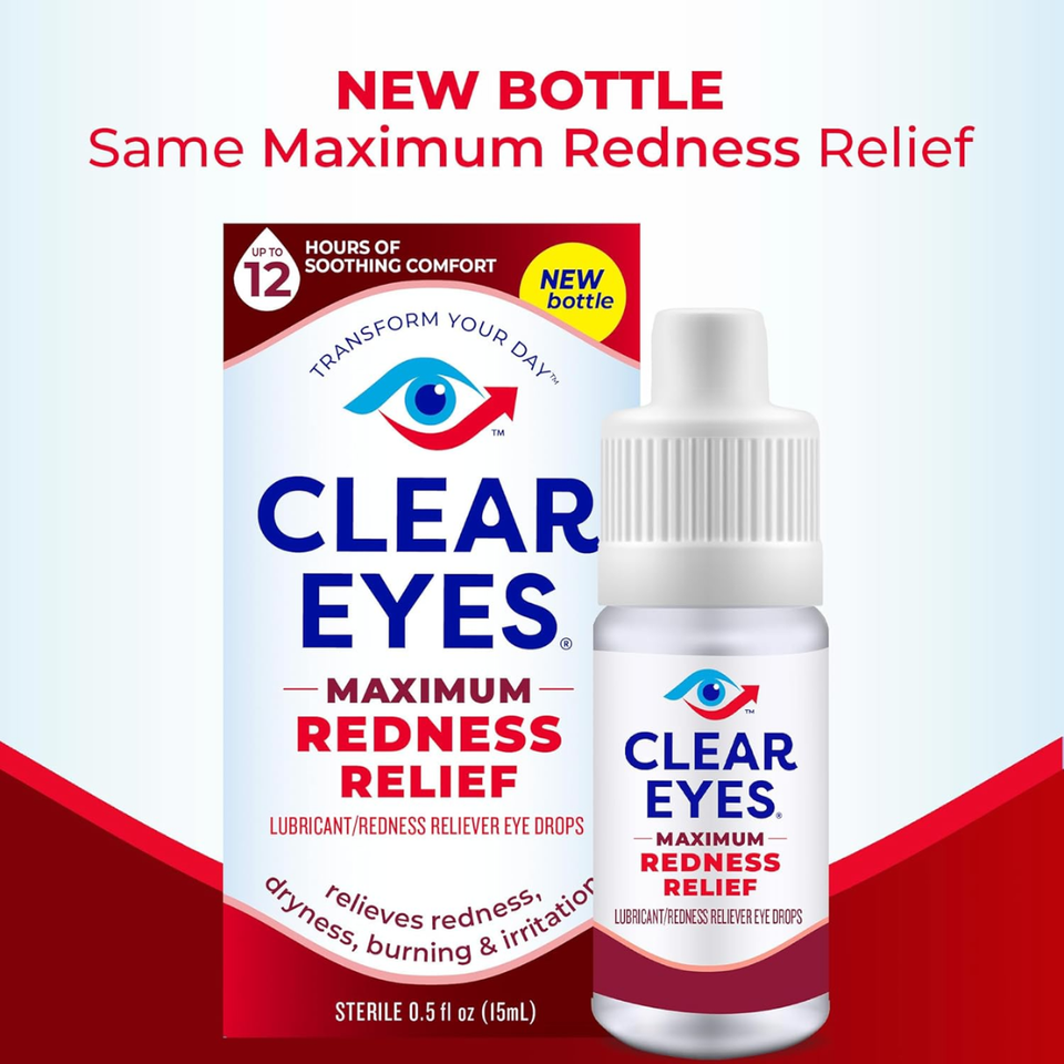 Clear Eyes Maximum Redness Relief Eye Drops – 12 Hours Comfort - 15mL