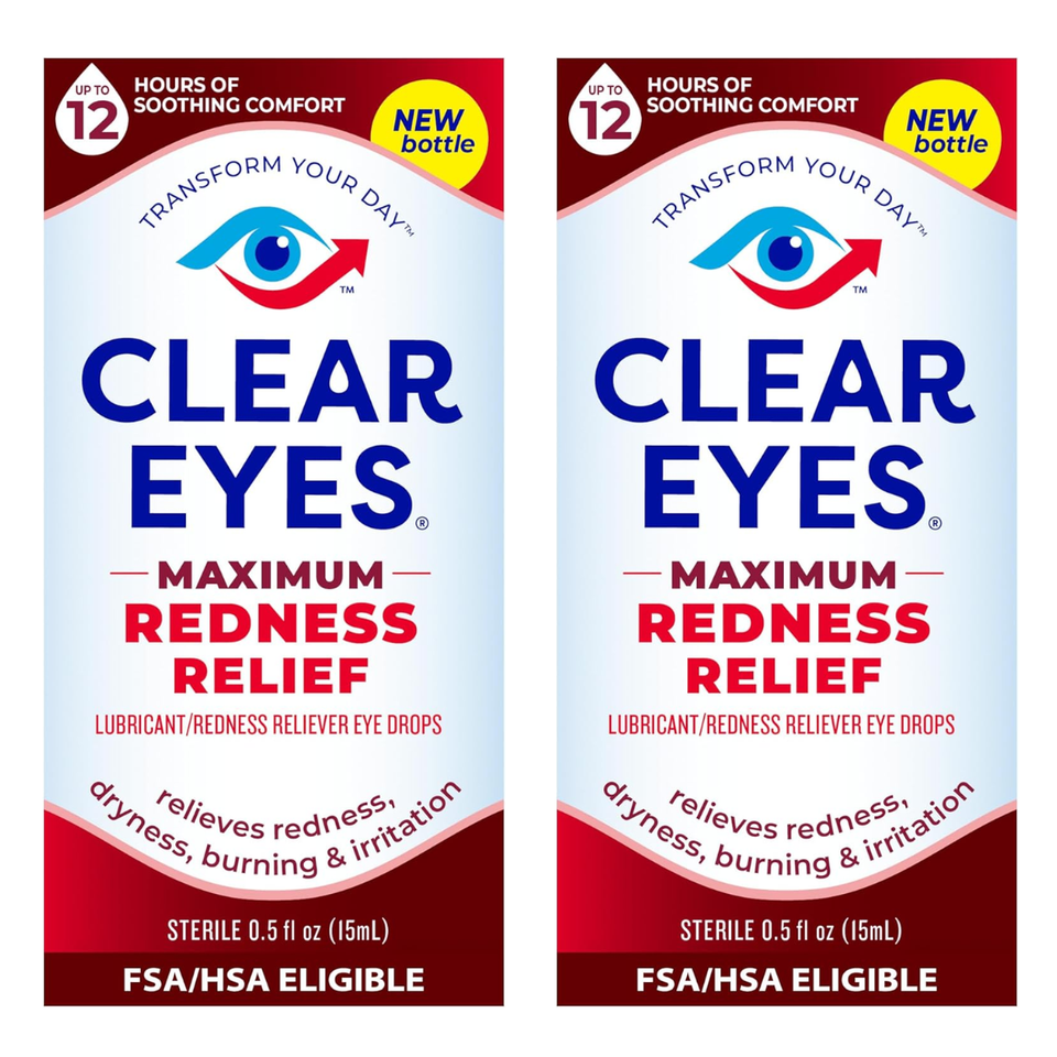 Clear Eyes Maximum Redness Relief Eye Drops – 12 Hours Comfort - 15mL