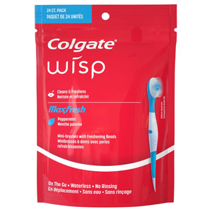 Colgate Wisp MaxFresh Peppermint Mini-Brush Pack – Waterless On-the-Go Oral Care - 24 Count