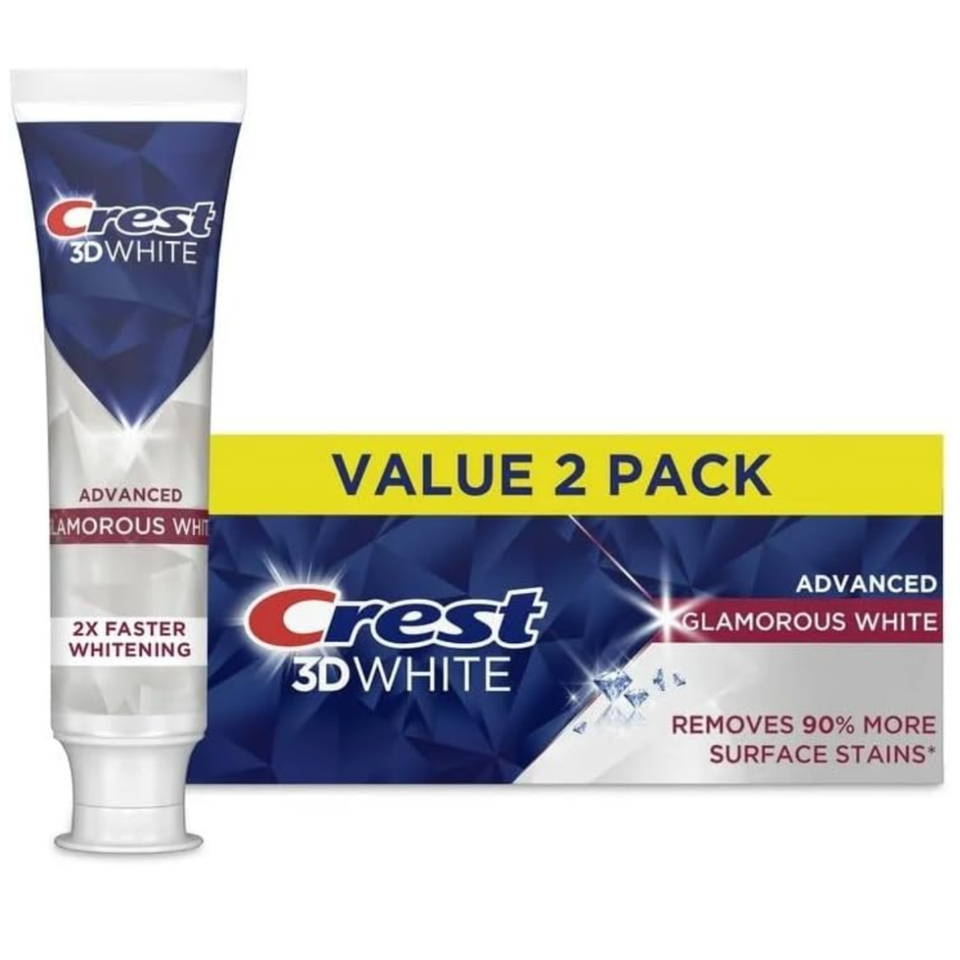 Crest 3D White Advanced Glamorous White Teeth Whitening Toothpaste, (198 g), Pack of 2