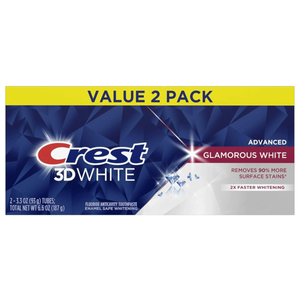 Crest 3D White Advanced Glamorous White Teeth Whitening Toothpaste, (198 g), Pack of 2