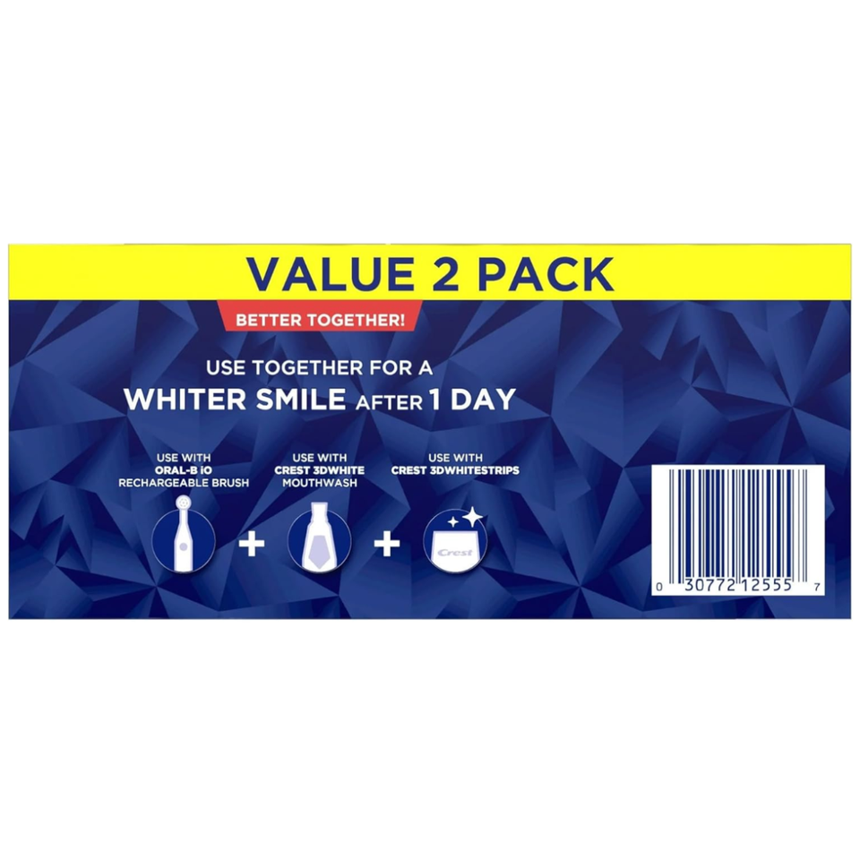 Crest 3D White Advanced Glamorous White Teeth Whitening Toothpaste, (198 g), Pack of 2