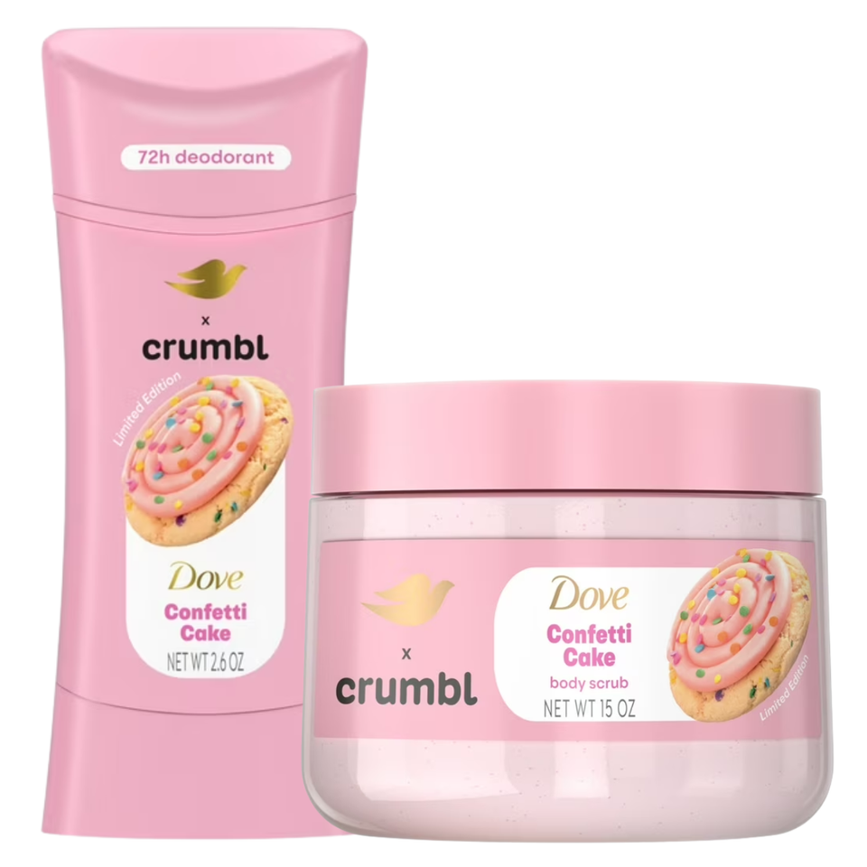 Dove Crumbl Confetti Cake Body Scrub & 72h Deodorant Limited Edition Gift Set – Imported USA