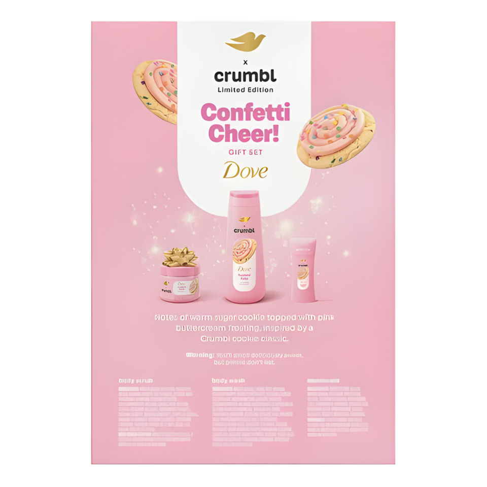 Dove Crumbl Limited Edition Confetti Cake Body Care Gift Set, 3 Count