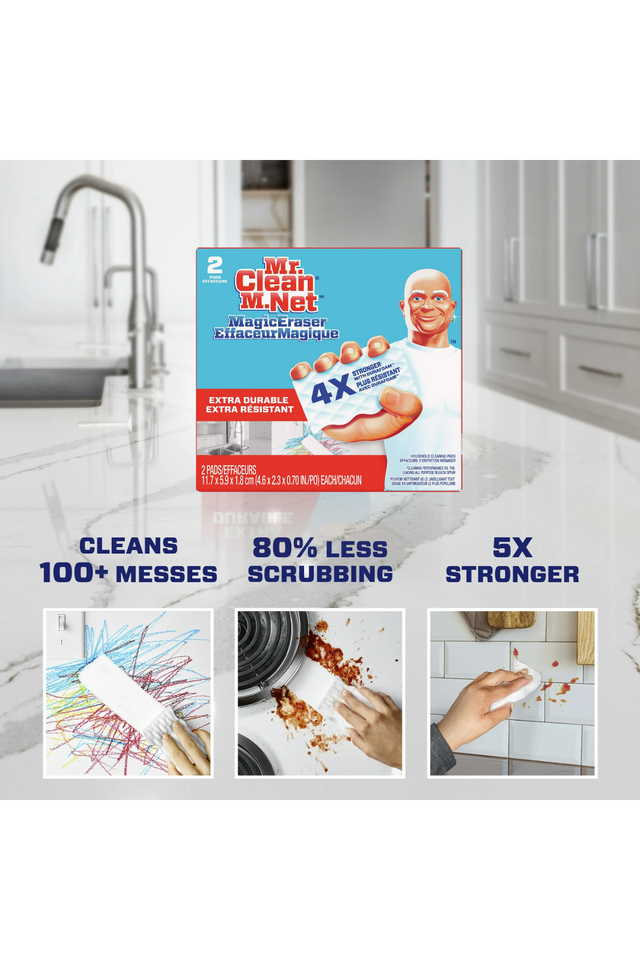 Mr. Clean Magic Eraser,  Extra Durable - 2 Count - USA Import