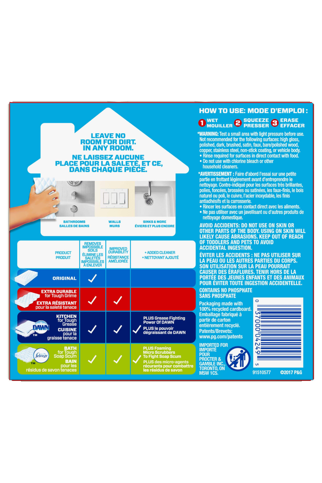 Mr. Clean Magic Eraser,  Extra Durable - 2 Count - USA Import