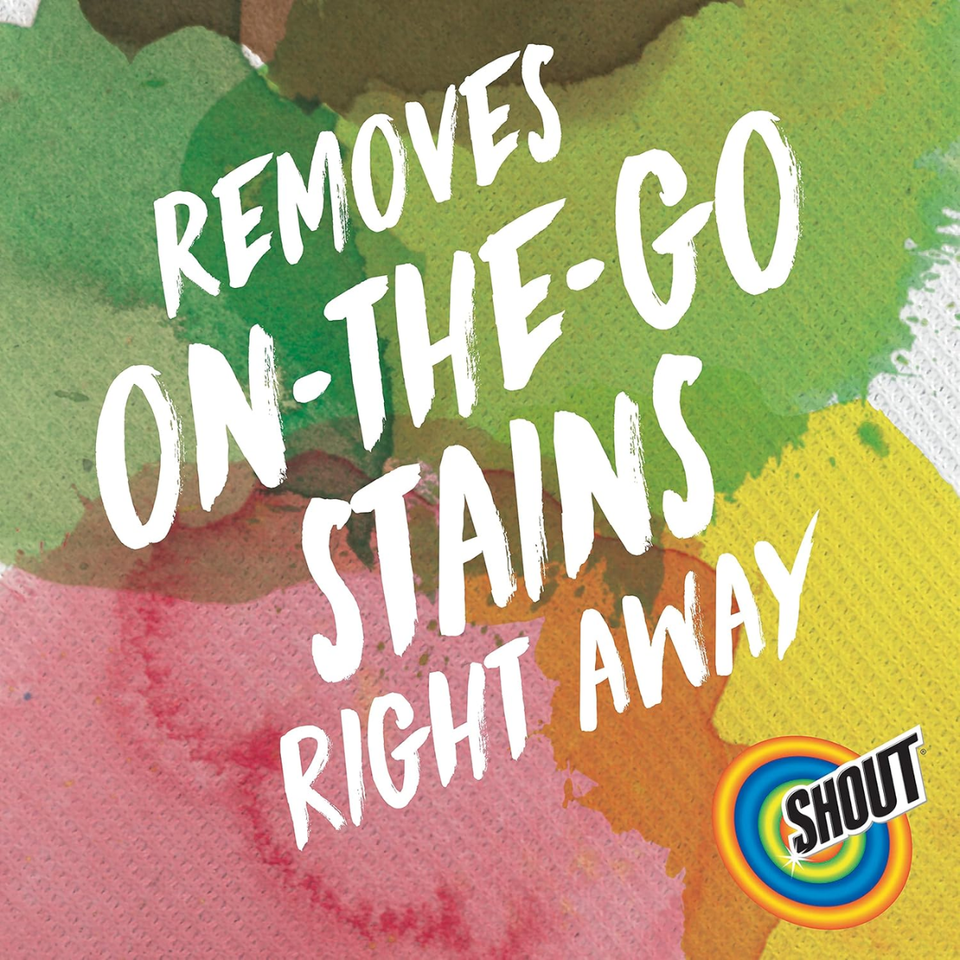 SHOUT Wipe & Go Instant Stain Remover Wipes, Textured On-The-Go, 12 Individually Wrapped