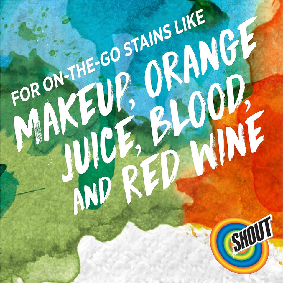 SHOUT Wipe & Go Instant Stain Remover Wipes, Textured On-The-Go, 12 Individually Wrapped