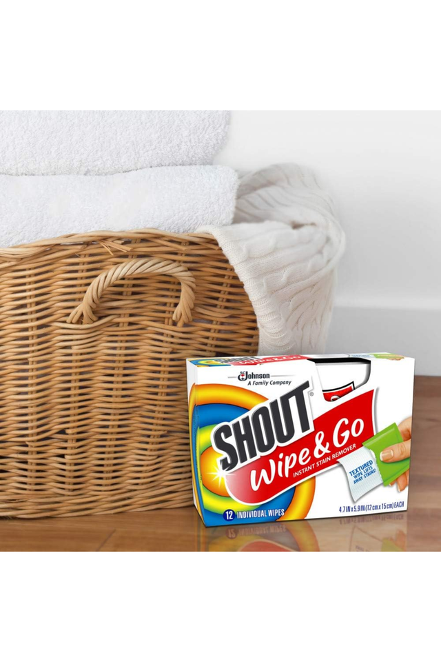 Shout Stain Remover Wipes, Unscented (12 Count, Pack of 3)