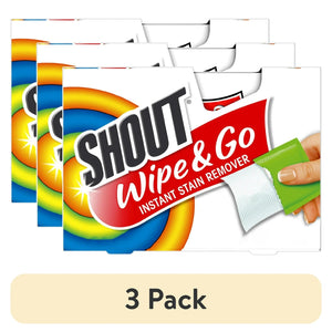 Shout Stain Remover Wipes, Unscented (12 Count, Pack of 3)