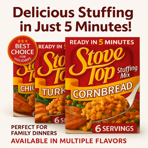 Stove Top Stuffing Mix – Chicken, Turkey & Cornbread (6 Servings Each) | Imported from USA
