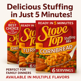 Stove Top Stuffing Mix – Chicken, Turkey & Cornbread (6 Servings Each) | Imported from USA