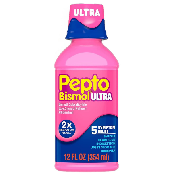 Pepto Bismol Ultra 5 Symptom Stomach Relief Liquid, Original, 12 oz