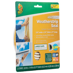 Duck Heavy-Duty White Rubber Weatherstrip Door and Window Seal, Large Gap, .38 in. x .25 in. x 17 ft.