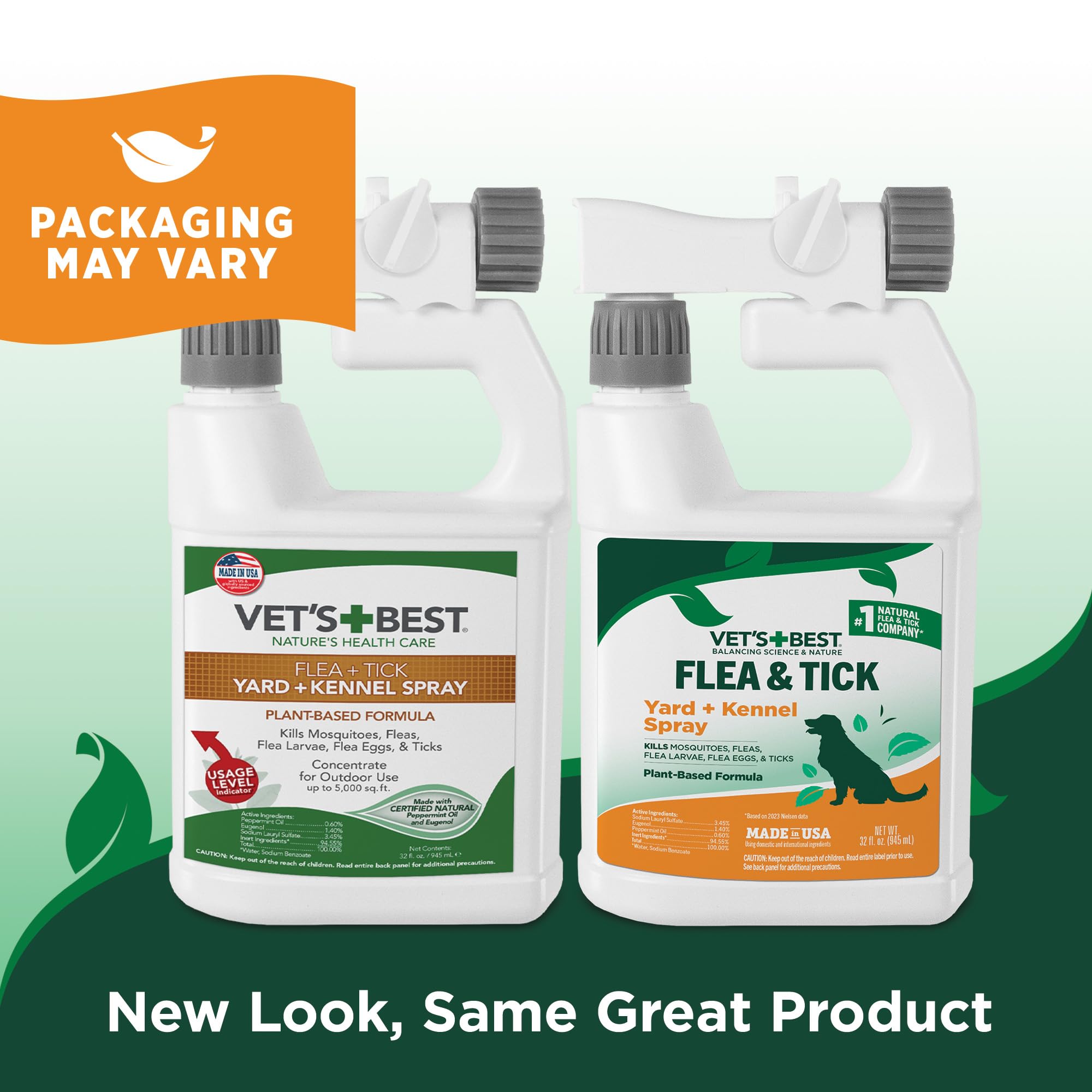 Vet's Best Flea and Tick Yard and Kennel Spray - kills Mosquitoes with Certified Natural Oils - Plant Safe with Ready-to-Use Hose Attachment - 32 oz