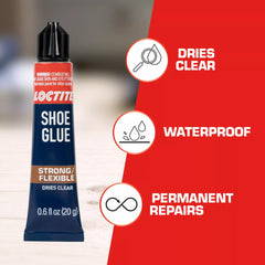 Loctite Shoe Glue, Strong & Flexible Fabric Glue, Resistant to Water, Impact, & Vibrations, Dries Clear - 0.6 fl oz Bottle, 3 Pack