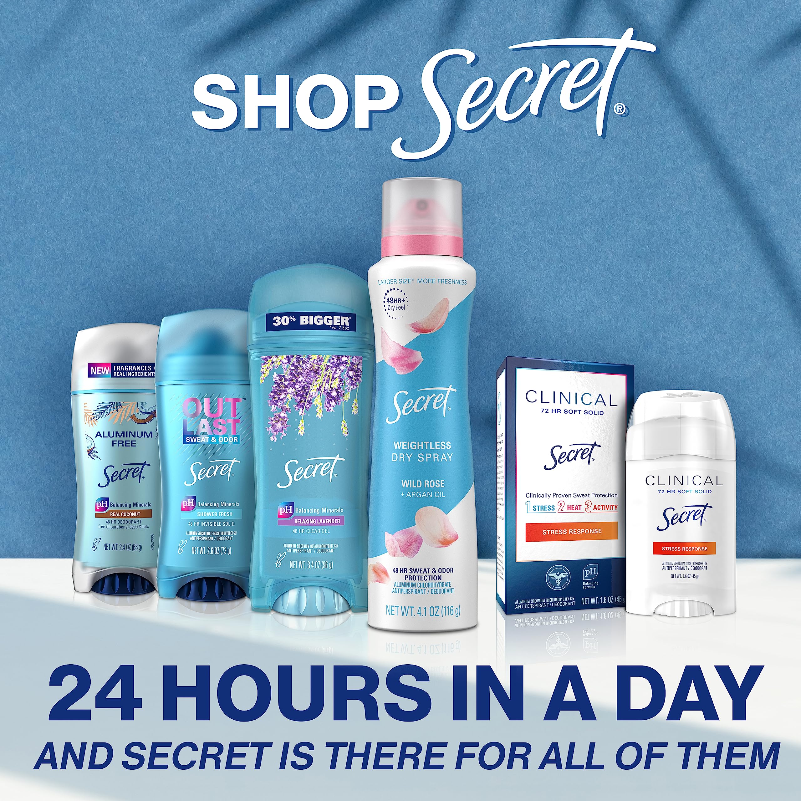 Secret Clear Gel Lavender Antiperspirant & Deodorant 2.6 Oz - 6 Pack