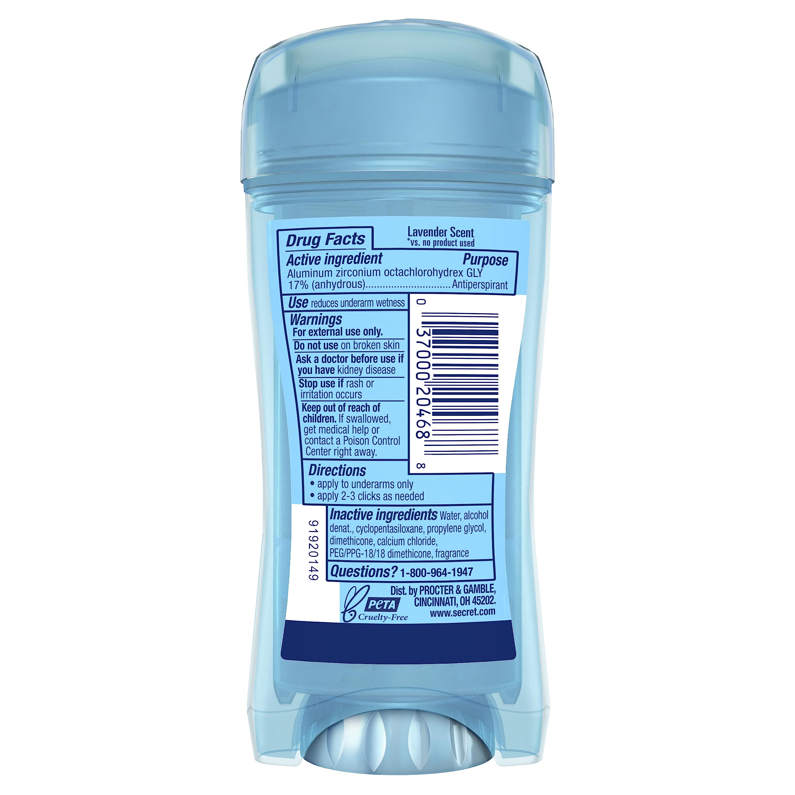 Secret Clear Gel Lavender Antiperspirant & Deodorant 2.6 Oz - 6 Pack