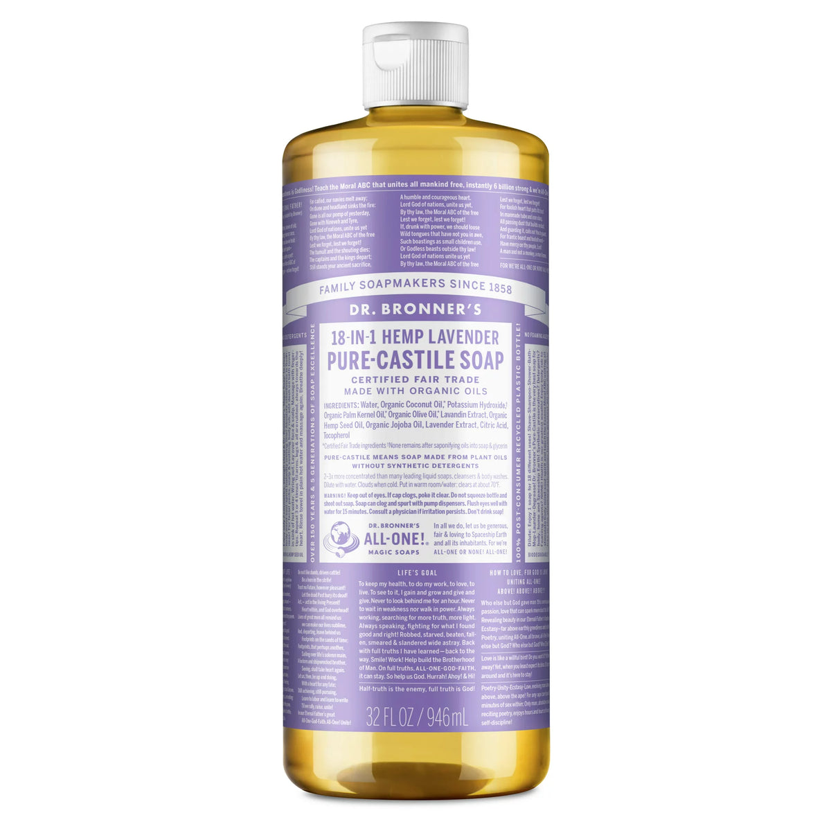 Dr. Bronner's Pure-Castile Liquid Soap – Lavender – 32 oz