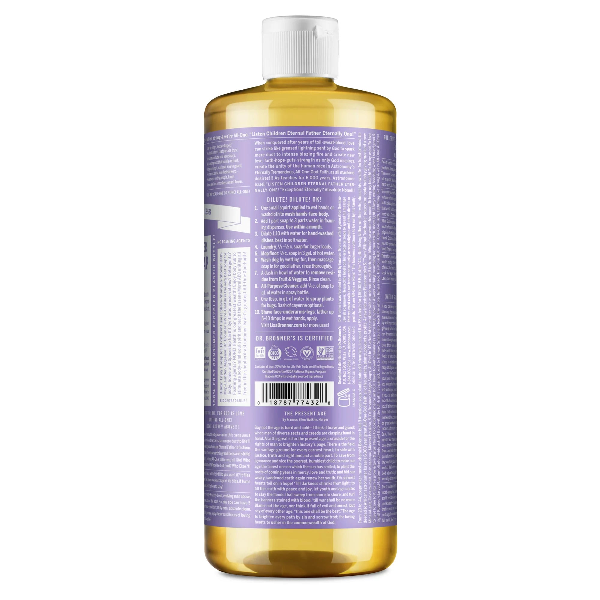 Dr. Bronner's Pure-Castile Liquid Soap – Lavender – 32 oz