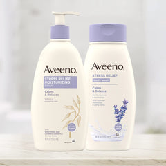 Aveeno Stress Relief Moisturizing Body Lotion with Lavender, Natural Oatmeal and Chamomile & Ylang-Ylang Essential Oils to Calm & Relax, 12 fl. oz