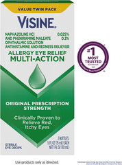 Visine Allergy Eye Relief Multi-Action Antihistamine & Redness Relief Eye Drops, 0.5 fl. oz (Pack of 2)