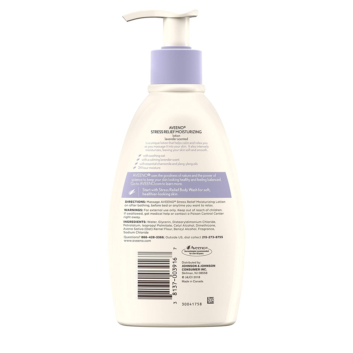 Aveeno Stress Relief Moisturizing Body Lotion with Lavender, Natural Oatmeal and Chamomile & Ylang-Ylang Essential Oils to Calm & Relax, 12 fl. oz