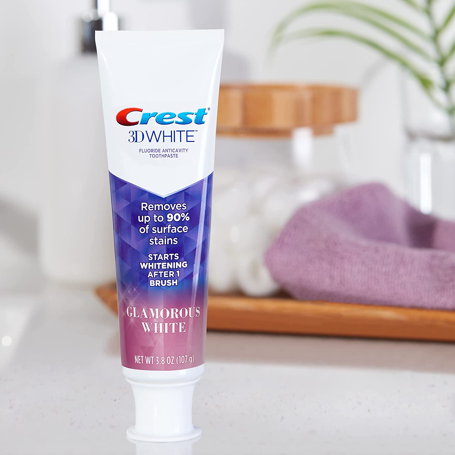 Crest Toothpaste 3D Glamorous White, Mint, 3.8 Oz, 107g, Pack of 3