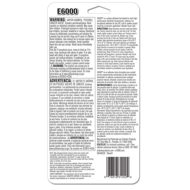 Eclectic E6000 Industrial Adhesive with Precision Tip, Clear 1 oz.