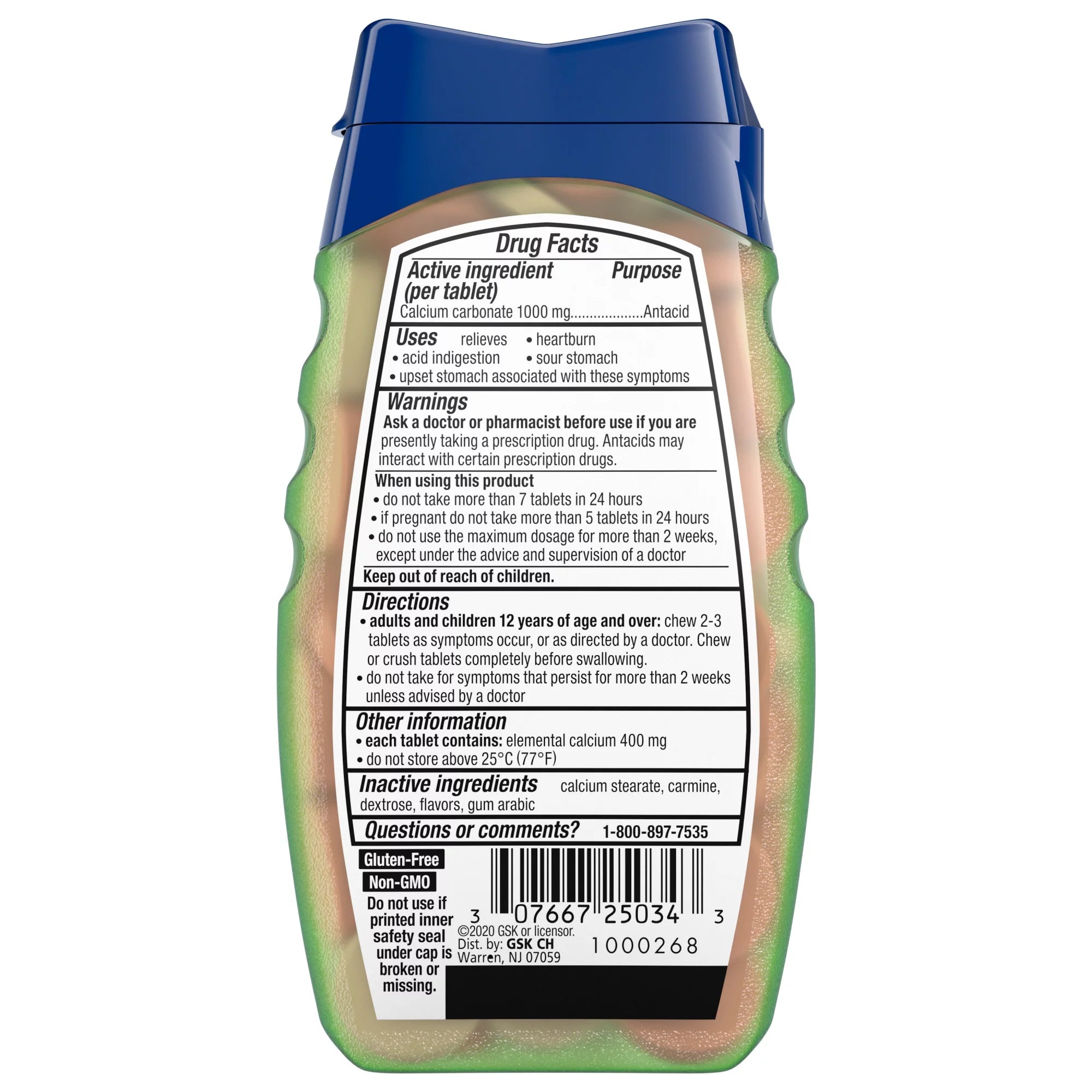 Tums Naturals Ultra Strength Chewable Antacid Tablets, 56 Ct