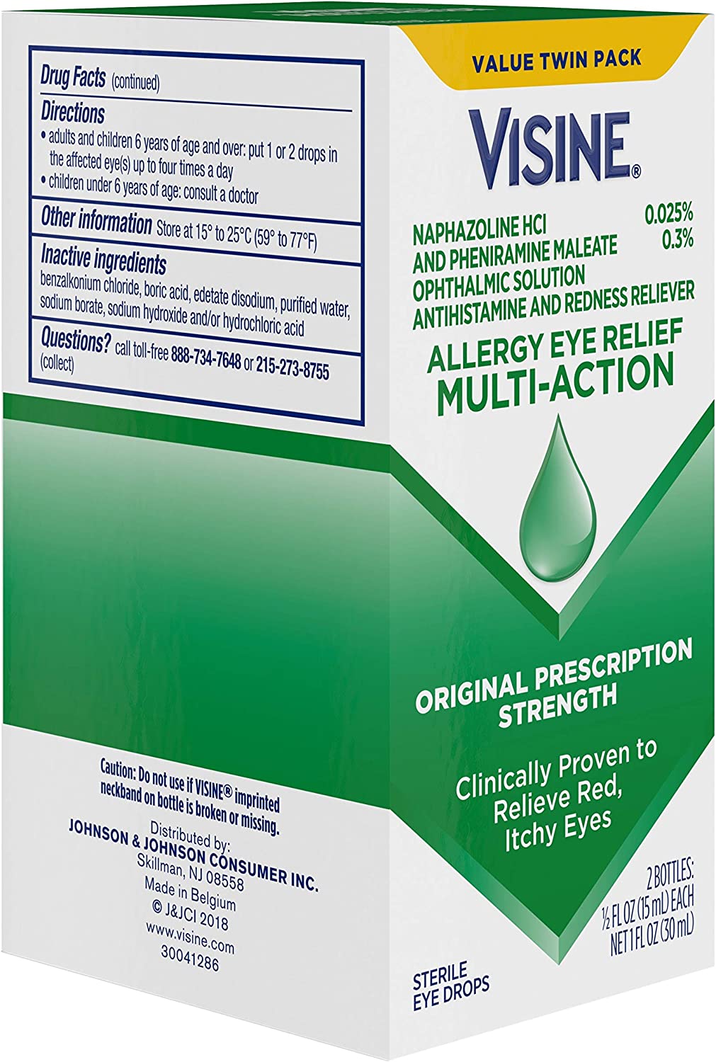 Visine Allergy Eye Relief Multi-Action Antihistamine & Redness Relief Eye Drops, 0.5 fl. oz (Pack of 2)