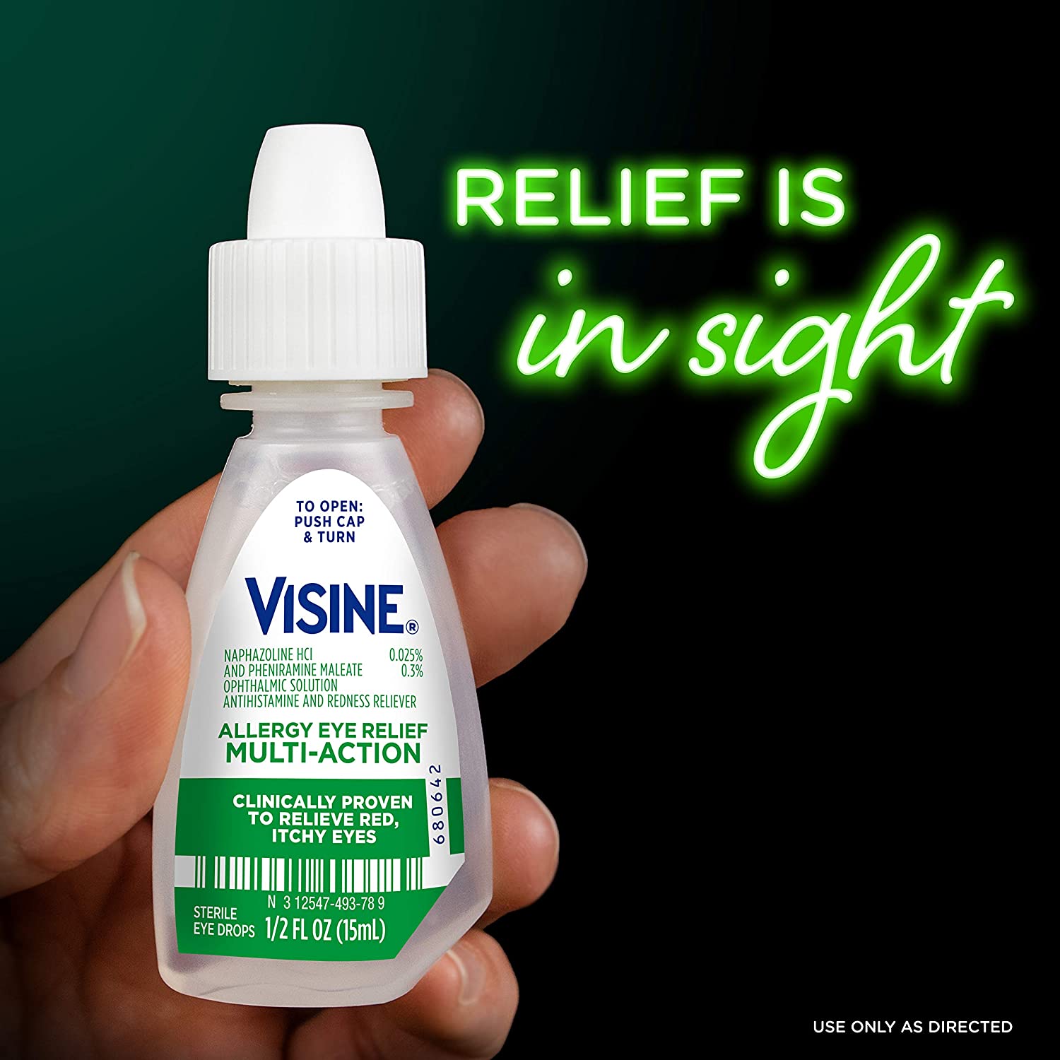 Visine Allergy Eye Relief Multi-Action Antihistamine & Redness Relief Eye Drops, 0.5 fl. oz (Pack of 2)