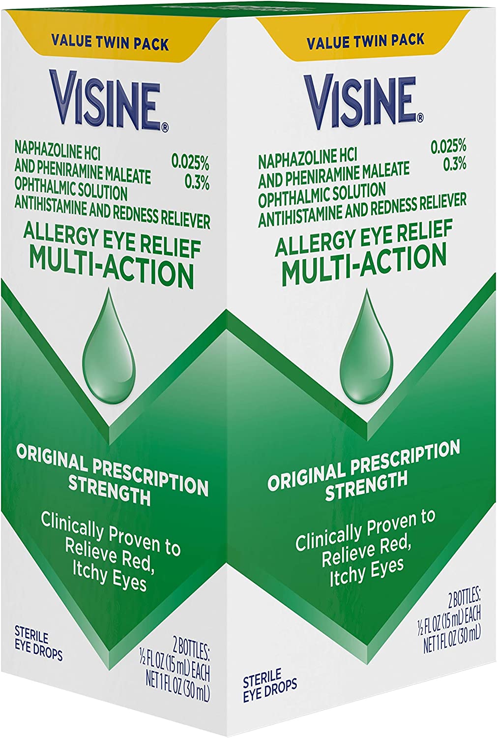 Visine Allergy Eye Relief Multi-Action Antihistamine & Redness Relief Eye Drops, 0.5 fl. oz (Pack of 2)