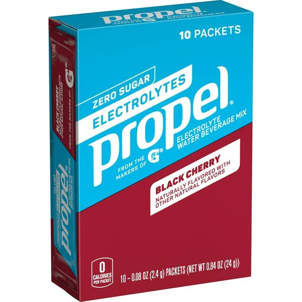 Propel Zero Sugar Electrolytes Water Beverage Mix Black Cherry Naturally Flavored 0.08 Oz 10 Count
