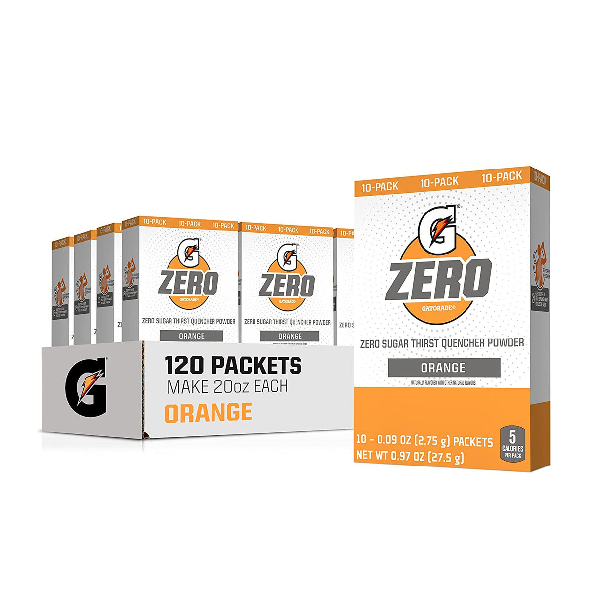 Gatorade Zero Sugar Thirst Quencher Powder Orange 0.97 Oz, 10 Count